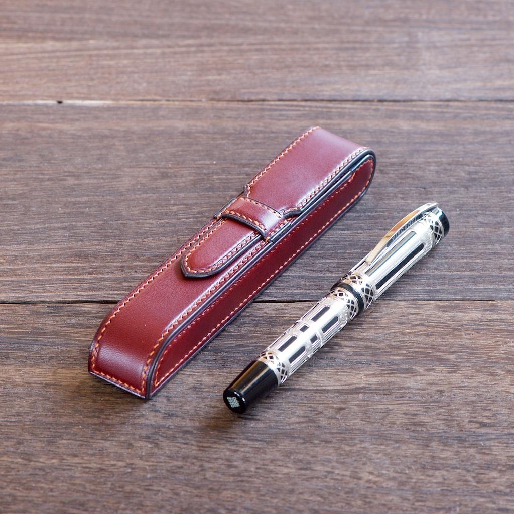 手縫いの一本挿し万年筆ケース1枚目の画像